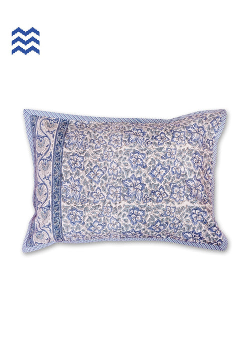 40s Cotton Pillow Cover in Block Print